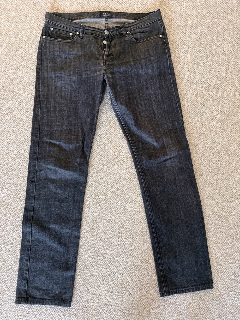 A.P.C. Men's Charcoal Black Straight-Leg Jeans